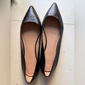 Coach Viviana Beadchain Flat size 9.5 Black Leather Pointed Ballet Flats